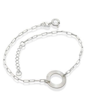Pulseira AG c/ Redondo Vazado Diamantado  - G3 - 13mm x 200mm - 1.91gr