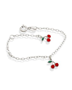 Pulseira AG c/ 2 Cerejas p/ Resina  - G5 - 8mm x 140mm - 1.28gr