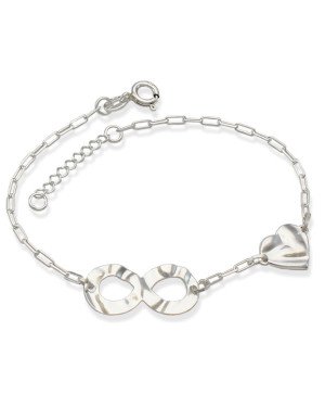 Pulseira AG Cartie c/ Infinito e Coracao Textura Organica  - G3 - 10mm x 200mm - 2.21gr