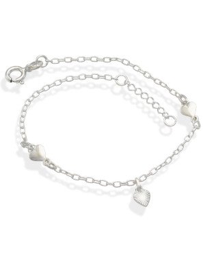 Pulseira AG c/ 3 Coracoes Macicos - G3 - 9mm x 200mm - 1.67gr
