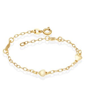 Pulseira Coracoes Macico 2 Lisos 2 Diamantados  - CS - 6mm x 200mm - 1.65gr