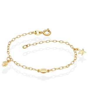 Pulseira c/ Concha/Buzio/Estrela do Mar Macicos  - CE - 10mm x 200mm - 1.53gr