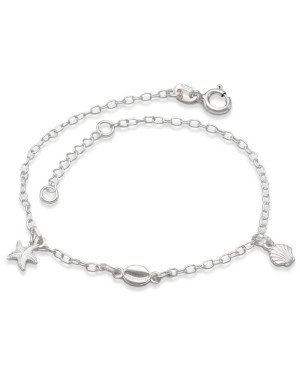 Pulseira AG c/ Concha/Buzio/Estrela do Mar Macicos  - G3 - 10mm x 200mm - 1.70gr