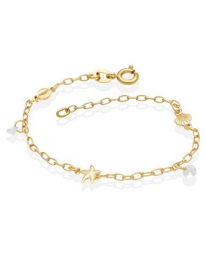 Pulseira p/ 3 Diversos Mar Macicos c/ 2 Zirconias  - CS - 7mm x 200mm - 1.81gr