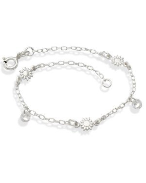 Pulseira AG p/ 3 Sol Macicos 2 Zirconias  - G3 - 5mm x 180mm - 1.86gr