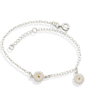Pulseira AG c/ 2 Margaridas p/ Resina - G3 - 12mm x 200mm - 1.94gr