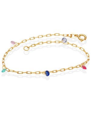 Pulseira Cartie p/ 5 Pedras Coloridas - CS - 6mm x 200mm - 1.43gr