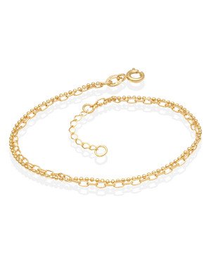 Pulseira c/ Corrente Dupla Bolinha/Cadeado - CE - 3mm x 200mm - 1.59gr
