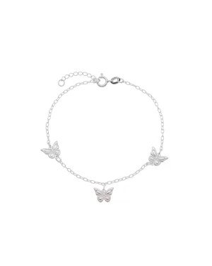 Pulseira AG p/ 3 Borboletas 10x7.5mm c/ Relevo  - G3 - 9mm x 200mm - 1.91gr
