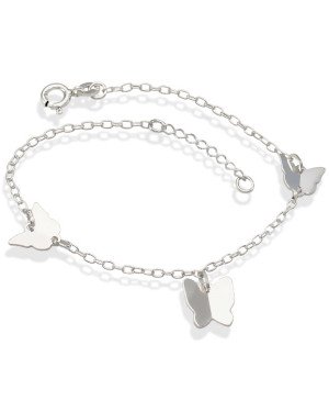 Pulseira AG c/ 3 Borboletas 10x7.5mm Dobradura - G3 - 10mm x 200mm - 2.07gr
