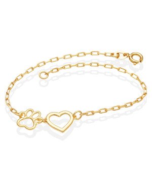 Pulseira Cartie p/ Pata Vaz c/ Coracao Vaz  - CE - 10mm x 200mm - 1.60gr