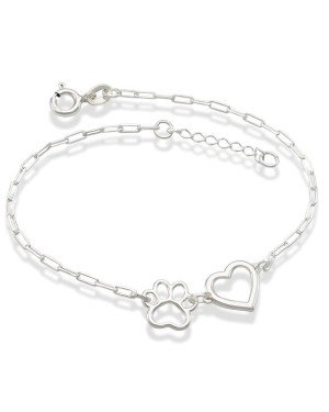 Pulseira AG Cartie p/ Pata Vaz c/ Coracao Vaz  - G3 - 10mm x 200mm - 1.89gr