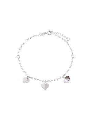 Pulseira AG Cartie/Cadeado c/ 3 Coracoes Dobradura  - G3 - 10mm x 200mm - 2.05gr