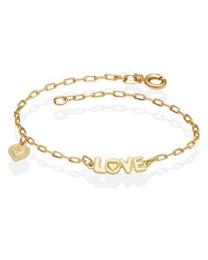 Pulseira p/ Love c/ Borda Bolinha c/ Coracao Trancado  - CS - 10mm x 200mm - 1.90gr