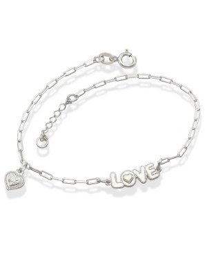Pulseira AG p/ Love c/ Borda Bolinha c/ Coracao Trancado  - G3 - 10mm x 200mm - 2.03gr