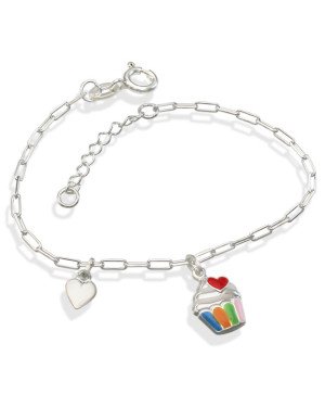 Pulseira AG Cartie p/ Coracao Macico c/ Cupcake p/ Resina  - G6 - 15mm x 160mm - 1.83gr