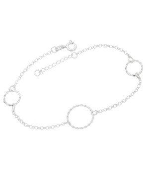 Pulseira AG Elo Portugues p/ 3 Argolas Fio Torcido  - G5 - 15mm x 200mm - 1.90gr