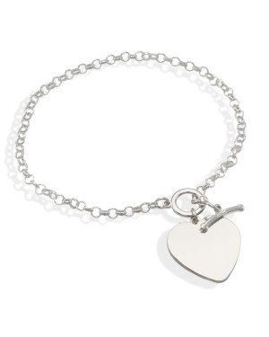 Pulseira AG Elo Portugues c/ Coracao 19mm Liso  - G3 - 19mm x 180mm - 4.12gr