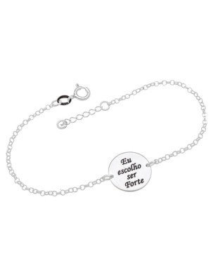 Pulseira AG p/ Medalha 15mm "Eu Escolho Ser Forte" - G3 - 15mm x 200mm - 2.80gr