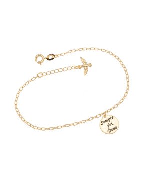 Pulseira p/ Medalha 11mm Sempre Foi Deus c/ Espirito Santo  - CE - 19mm x 200mm - 2.20gr