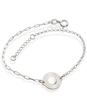 Pulseira AG Metade Cartie/ Elo Portugues c/ Botao 11mm  - G3 - 5mm x 200mm - 2.28gr