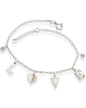 Pulseira AG "Love" Liso c/ 2 Zirconias  - G5 - 6mm x 200mm - 2.26gr
