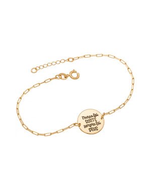 Pulseira Cartie "Nunca foi SORTE sempre DEUS" c/ Resina  - CN - 15mm x 200mm - 2.35gr
