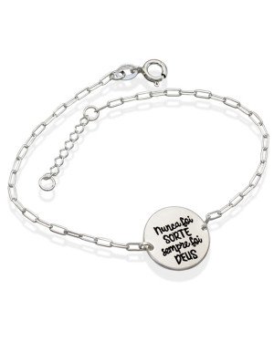 Pulseira AG Cartie "Nunca foi SORTE sempre DEUS" c/ Resina  - G3 - 15mm x 200mm - 2.70gr