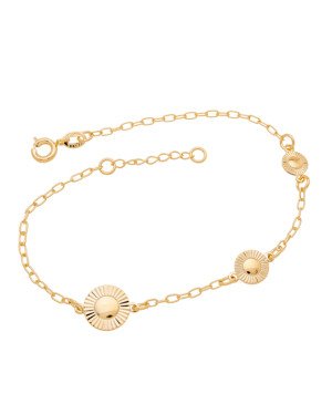 Pulseira c/ 3 Botoes Diamantados  - CE - 10mm x 200mm - 2.15gr