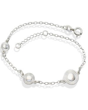 Pulseira AG c/ 3 Botoes Diamantados  - G3 - 10mm x 200mm - 2.44gr