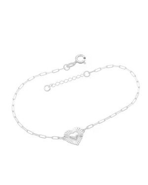 Pulseira AG Coracao 10mm Centro Abaulado Borda Diamantada  - G3 - 10mm x 200mm - 1.94gr