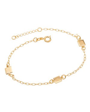 Pulseira p/ 3 Quadrados 5mm Lisos Macicos  - CE - 5mm x 200mm - 2.11gr