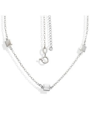 Pulseira AG p/ 3 Quadrados 5mm Lisos Macicos  - G3 - 5mm x 200mm - 2.09gr