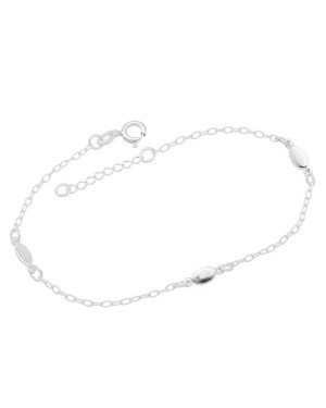 Pulseira AG p/ 3 Ovais 6mm Lisos Macicos  - G3 - 6mm x 200mm - 1.67gr