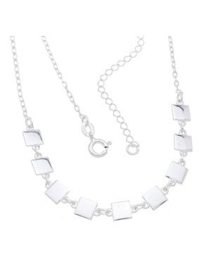 Choker AG Corrente Cadeado c/ 9 Quadrados 5mm Macicos  - G3 - 5mm x 400mm - 4.76gr