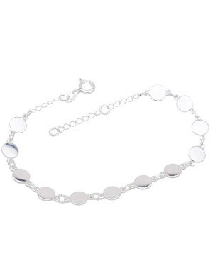 Pulseira AG p/ 12 Redondos 6mm Lisos Macicos  - G3 - 6mm x 200mm - 4.84gr