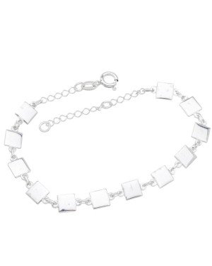 Pulseira AG p/ 12 Quadrados 5mm Lisos Macicos  - G3 - 5mm x 200mm - 5.04gr