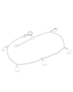 Pulseira AG p/ 1 Quadrado 2 Redondo 2 Oval 6mm Lisos Macicos  - G3 - 10mm x 200mm - 2.58gr