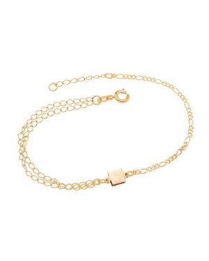 Pulseira Dupla 3x1/Losango p/ Quadrado 5mm Liso Macico  - CE - 5mm x 200mm - 1.93gr