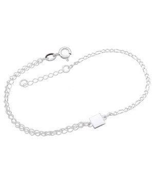 Pulseira AG Dupla 3x1/Losango p/ Quadrado 5mm Liso Macico  - G3 - 5mm x 200mm - 1.83gr