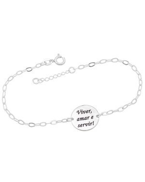 Pulseira AG c/ Medalha 15mm "Viver, Amar e Servir!" - G3 - 15mm x 200mm - 2.70gr