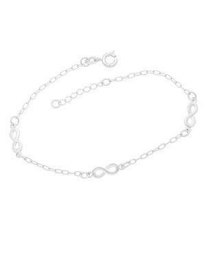 Pulseira AG Elo Longo c/ 3 Infinitos 10mm - G3 - 4mm x 200mm - 2.00gr