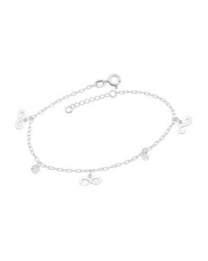 Pulseira AG p/ 3 Infinitos 10mm c/ 2 Zirconias - G5 - 7mm x 200mm - 2.19gr