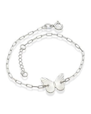 Pulseira AG Cartie c/ Borboleta 15mm Diamantada  - G3 - 11mm x 200mm - 2.03gr