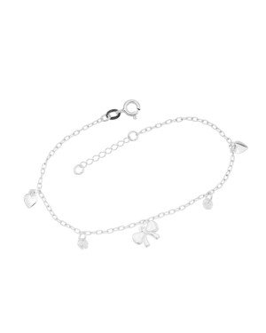 Pulseira AG p/ Laco Macico 10mm/Coracao Macico c/ Zirconia  - G5 - 10mm x 200mm - 2.16gr