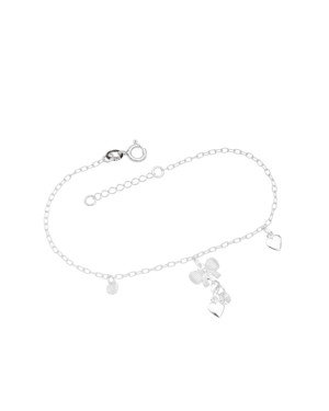 Pulseira AG Cacho p/ Laco Onda/ Coracao Macico/ Zirconia  - G5 - 10mm x 200mm - 1.96gr