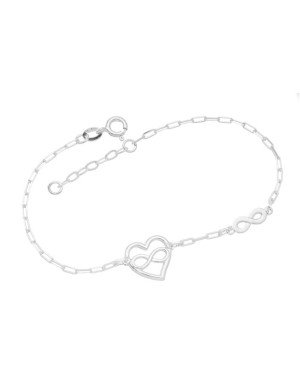 Pulseira AG Cartie Coracao 12mm Vazado Infinito e 1 Infinito  - G3 - 12mm x 200mm - 2.01gr