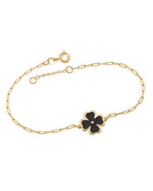 Pulseira Cartie Trevo 12mm Borda Lisa (Bolinha Meio) c/ Resina   - CS - 12mm x 200mm - 1.90gr