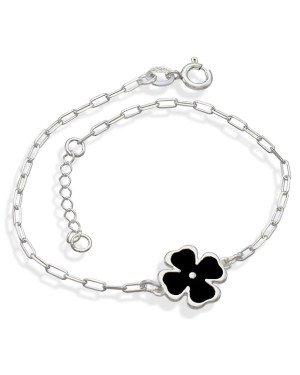 Pulseira AG Cartie Trevo 12mm Borda Lisa (Bolinha Meio) c/ Resina   - G5 - 12mm x 200mm - 1.94gr