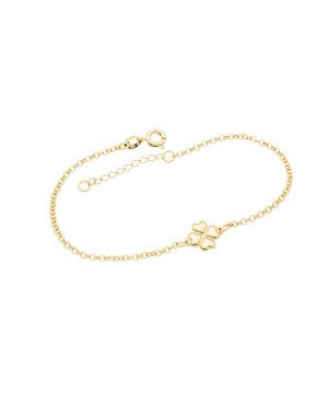 Pulseira Elo Portugues c/ Trevo Liso Cheio 9mm   - CE - 9mm x 200mm - 2.00gr